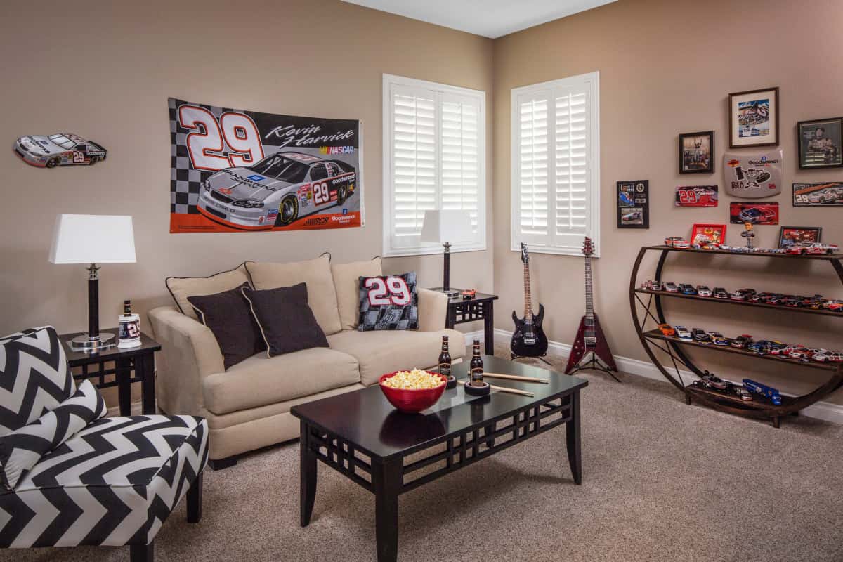 Fort Myers man cave with shutters